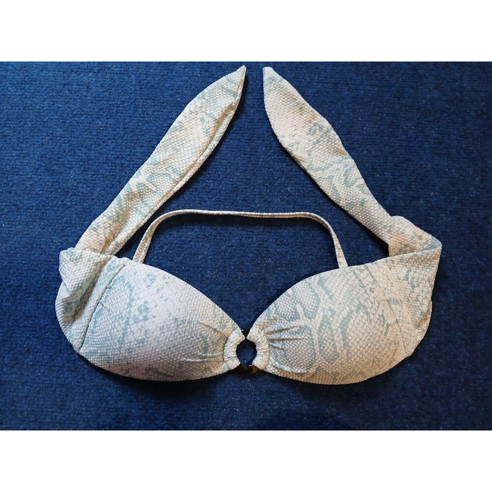 GIANI BINI Bikini Light Blueish Grey/Creme Snake Skin Pattern Top NWOT  Small
